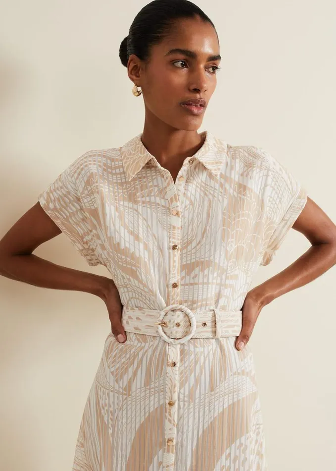 Phase Eight Mandi Abstract Stripe Shirt Dress Neutral Women Dresses