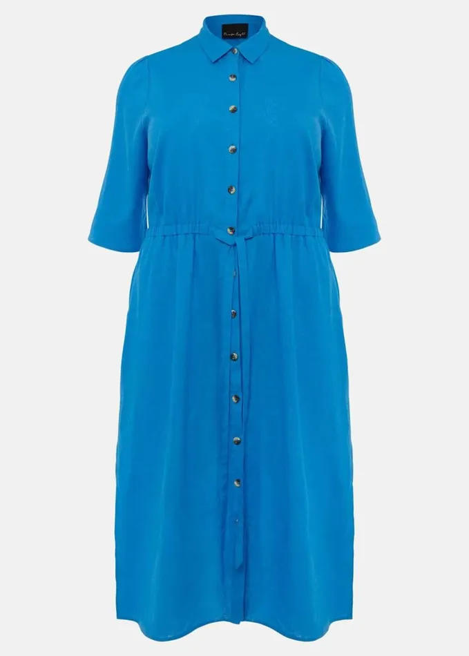 Phase Eight Marlene Tie Shirt Dress Azure Blue Women Dresses