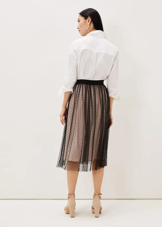 Phase Eight Maya Mesh Spot Skirt Blackblush Women Skirts