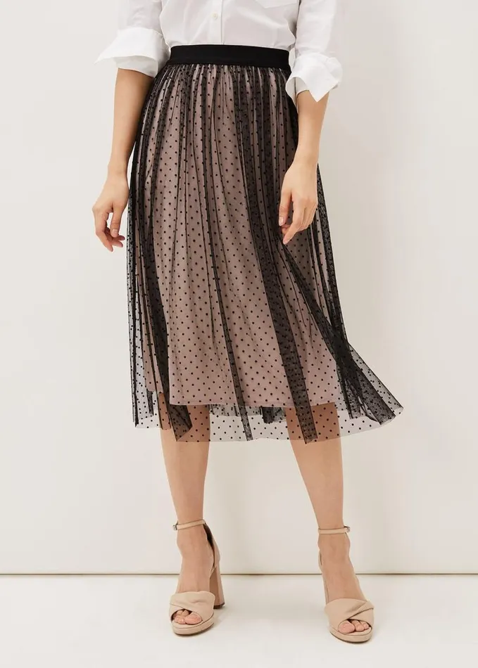 Phase Eight Maya Mesh Spot Skirt Blackblush Women Skirts