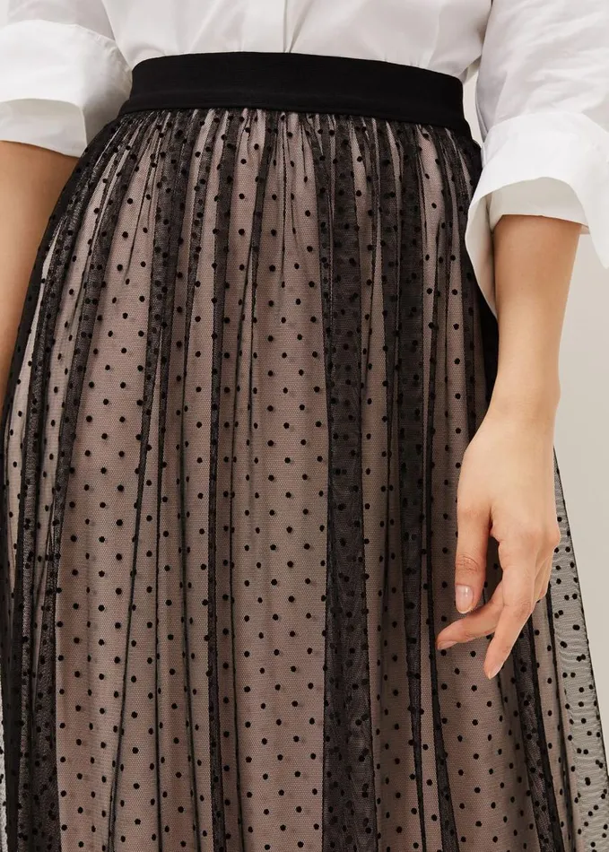 Phase Eight Maya Mesh Spot Skirt Blackblush Women Skirts