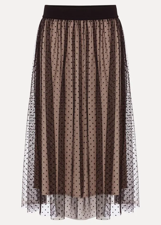 Phase Eight Maya Mesh Spot Skirt Blackblush Women Skirts