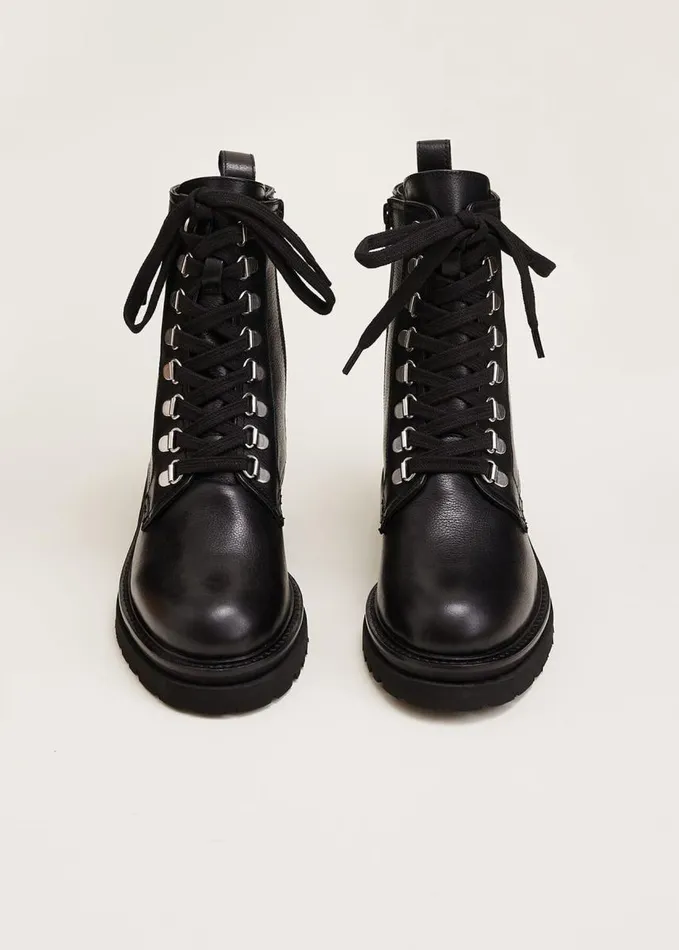Phase Eight Meladie Black Leather Lace Up Ankle Boots Black Women Boots