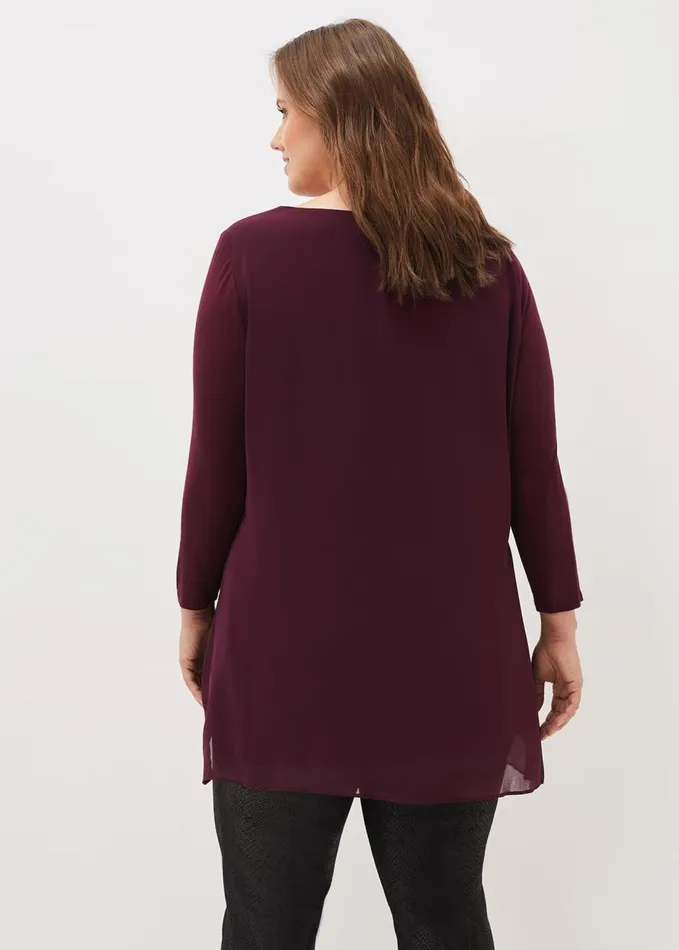 Phase Eight Mika Ruched Longline Top Wine Women Tops and TShirts