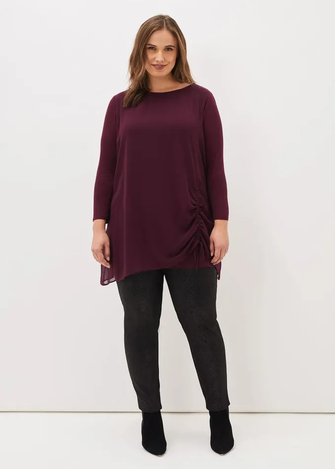 Phase Eight Mika Ruched Longline Top Wine Women Tops and TShirts