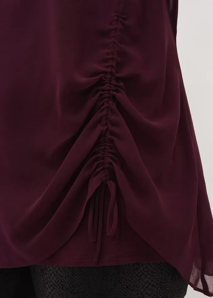 Phase Eight Mika Ruched Longline Top Wine Women Tops and TShirts