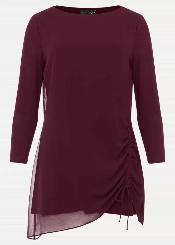 Phase Eight Mika Ruched Longline Top Wine Women Tops and TShirts
