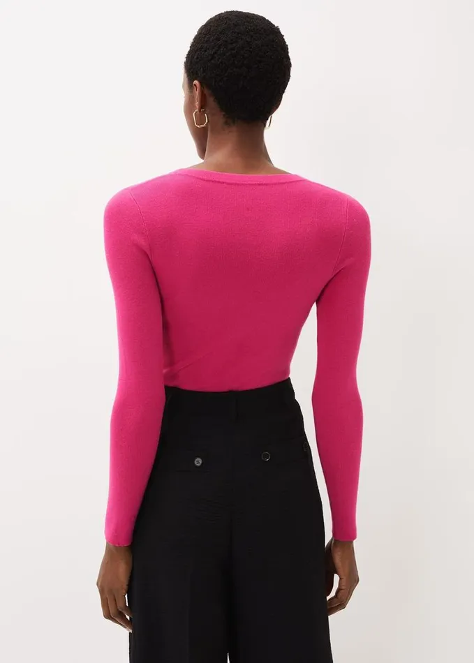 Phase Eight Molla Crew Neck Jumper Hot Pink Women Knitwear