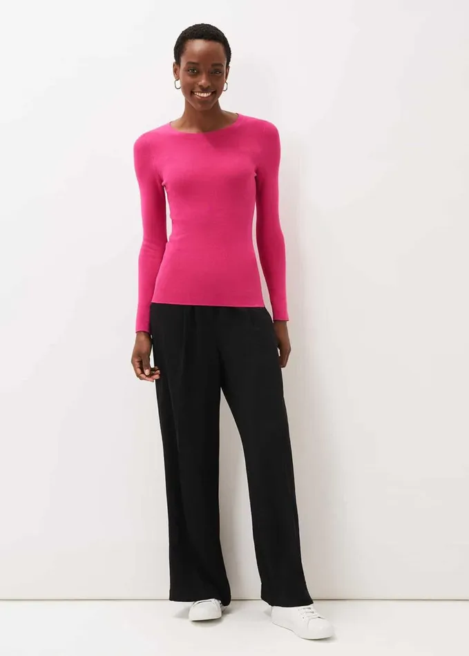 Phase Eight Molla Crew Neck Jumper Hot Pink Women Knitwear