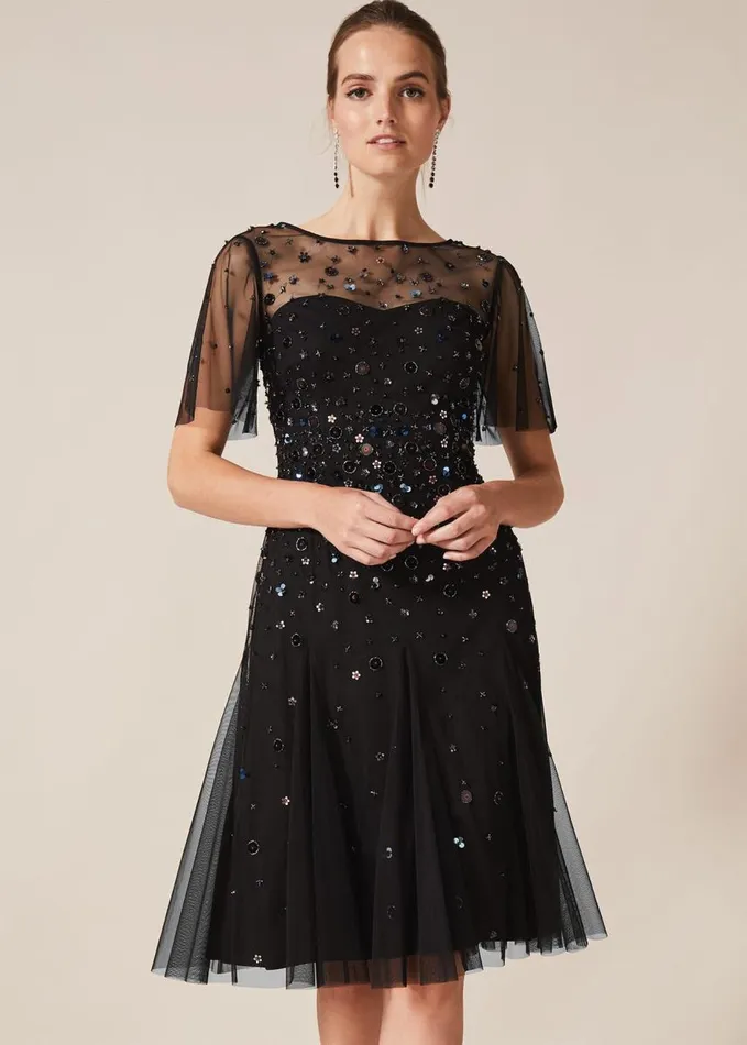 Phase Eight Molly Short Sequin Dress Blackmulti Women Dresses
