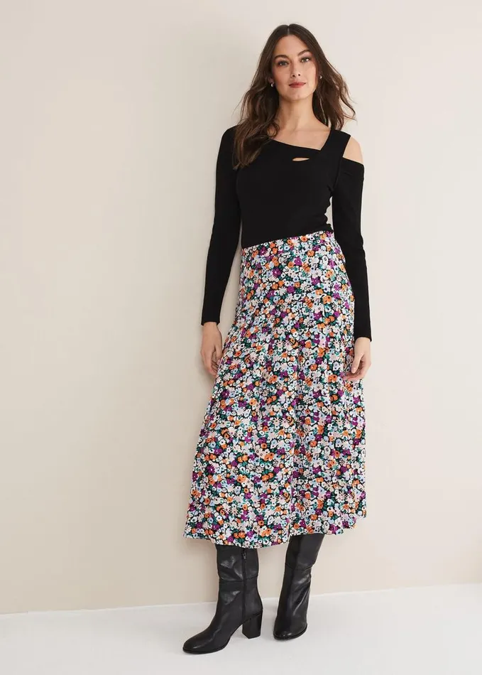 Phase Eight Mona Floral Tiered Skirt Multicoloured Women Skirts