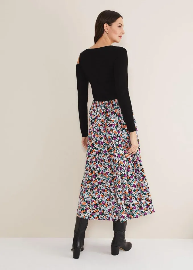 Phase Eight Mona Floral Tiered Skirt Multicoloured Women Skirts