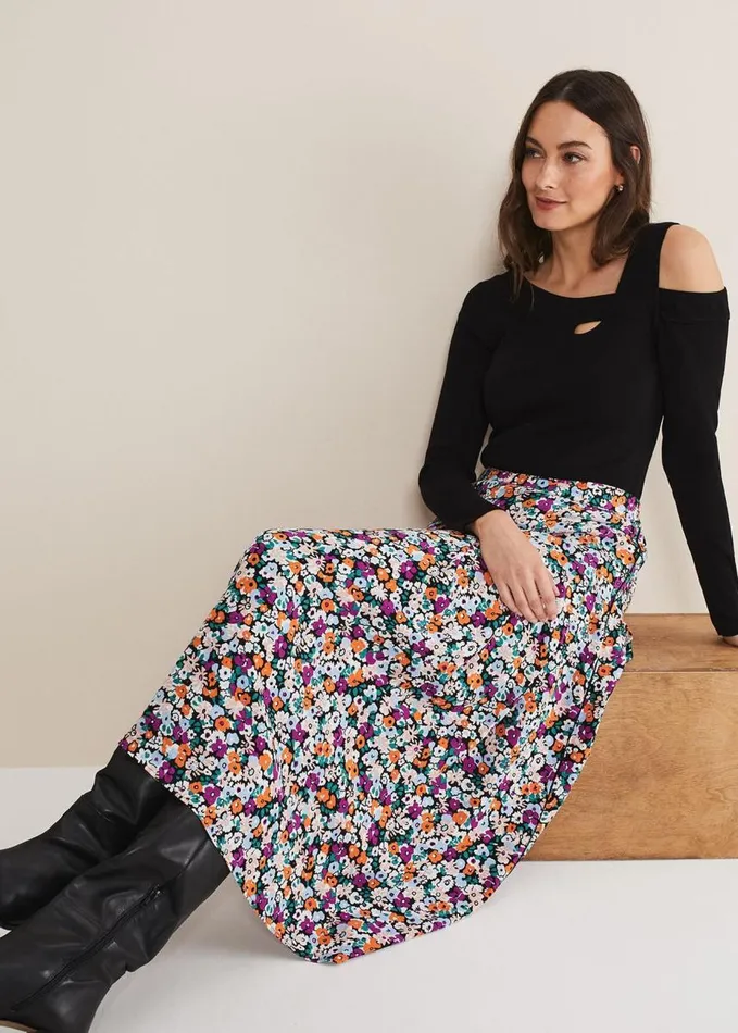 Phase Eight Mona Floral Tiered Skirt Multicoloured Women Skirts