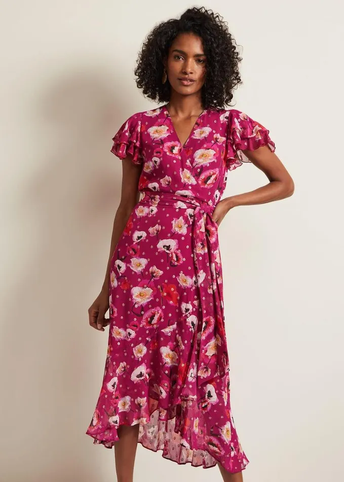 Phase Eight Nadine Ruffle Print Dress Multicoloured Women Dresses