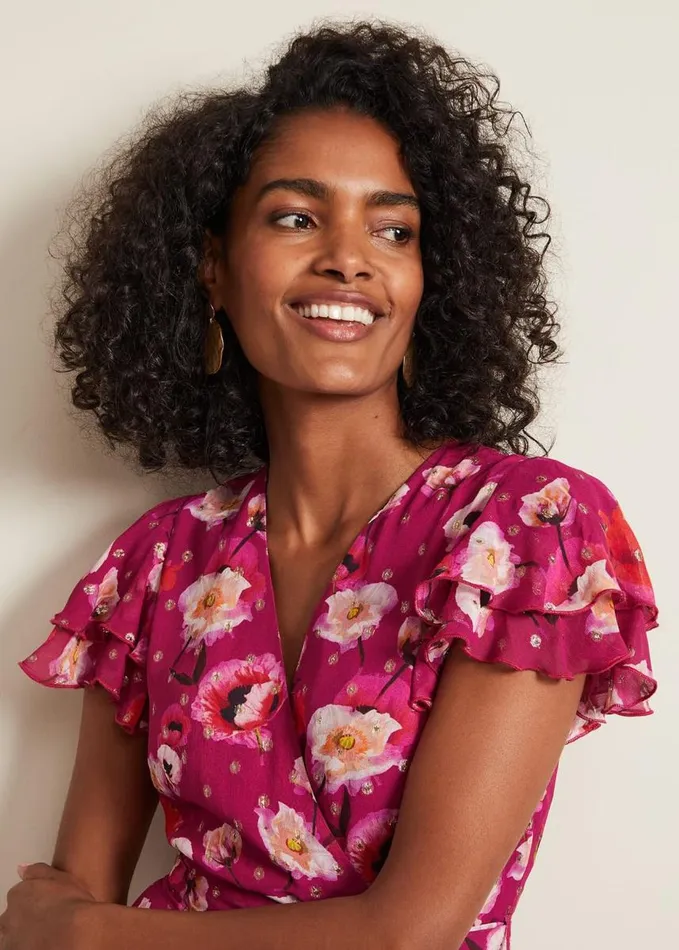 Phase Eight Nadine Ruffle Print Dress Multicoloured Women Dresses