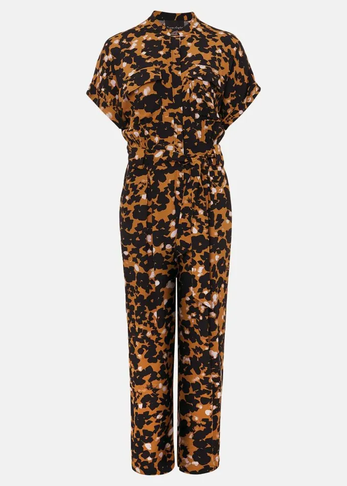 Phase Eight Nell Abstract Cropped Wide Leg Jumpsuit Neutral Women Dresses