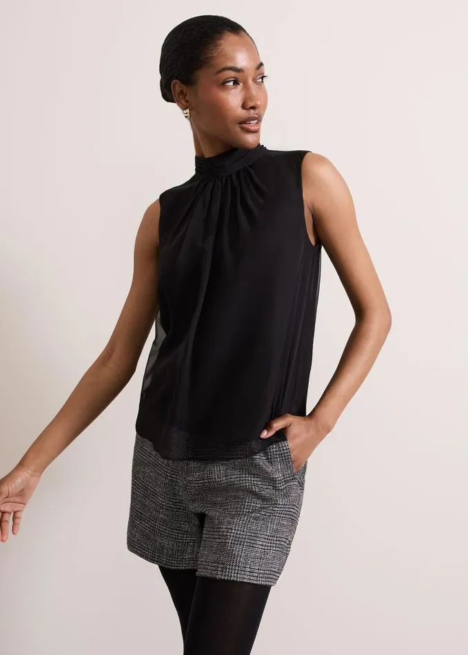 Phase Eight Nella High Neck Top Black Women Shirts and Blouses