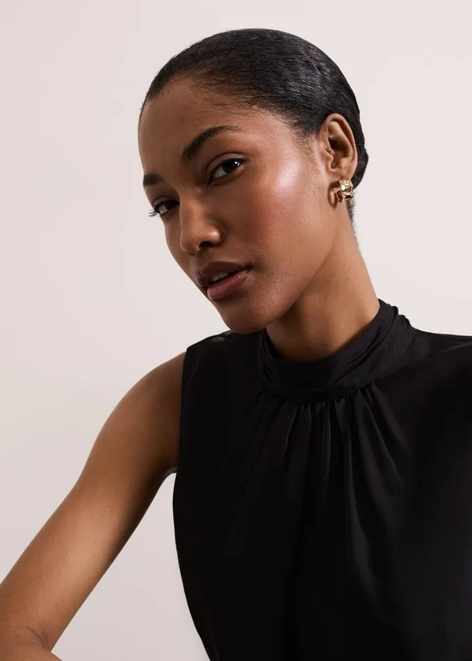 Phase Eight Nella High Neck Top Black Women Shirts and Blouses