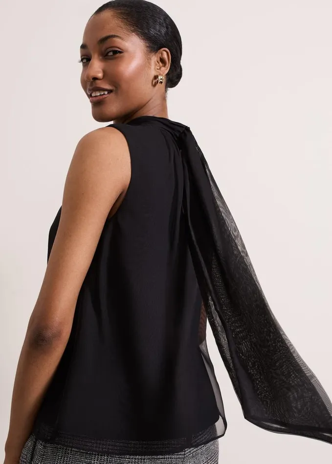 Phase Eight Nella High Neck Top Black Women Shirts and Blouses