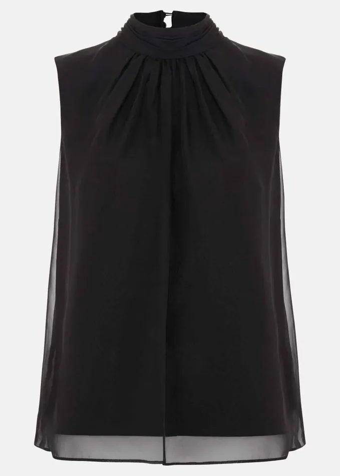 Phase Eight Nella High Neck Top Black Women Shirts and Blouses