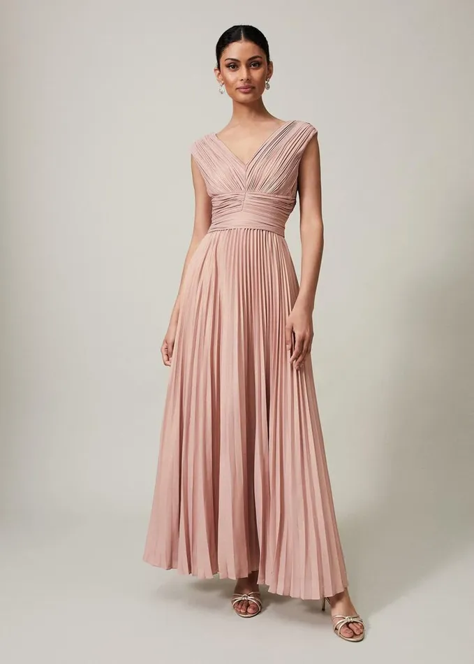 Phase Eight Nelly Pleat Dress Pink Champagne Women Dresses