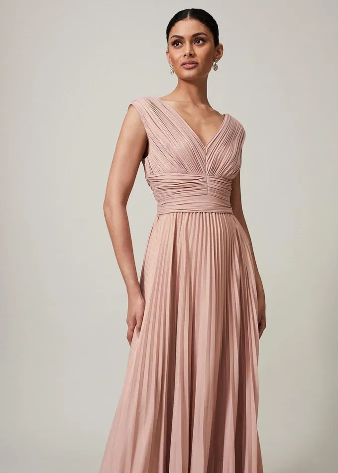Phase Eight Nelly Pleat Dress Pink Champagne Women Dresses