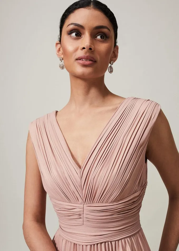 Phase Eight Nelly Pleat Dress Pink Champagne Women Dresses