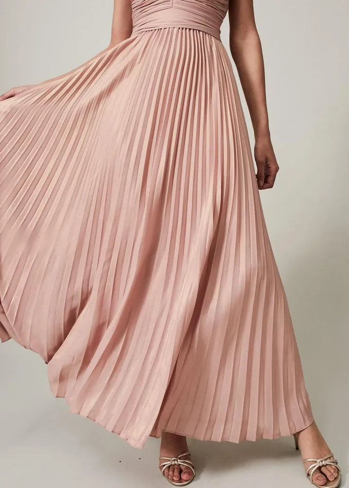 Phase Eight Nelly Pleat Dress Pink Champagne Women Dresses