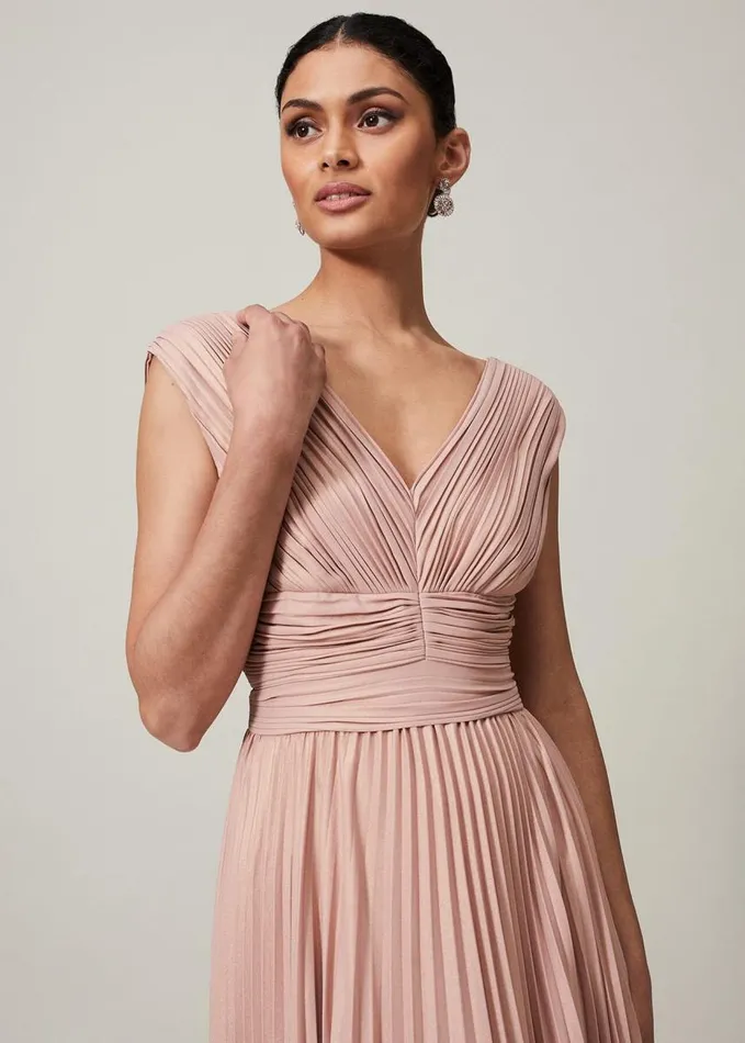 Phase Eight Nelly Pleat Dress Pink Champagne Women Dresses