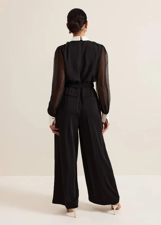 Phase Eight Nerissa Collar Shirt Jumpsuit Black Women Jumpsuits