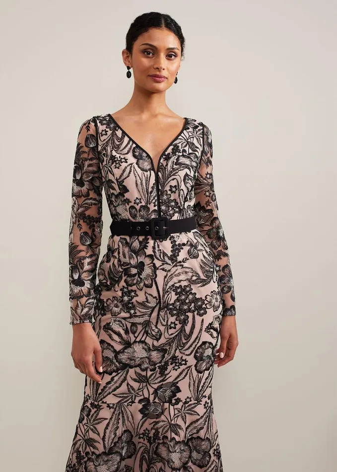 Phase Eight Nola VNeck Embroidered Maxi Dress Multicoloured Women Dresses