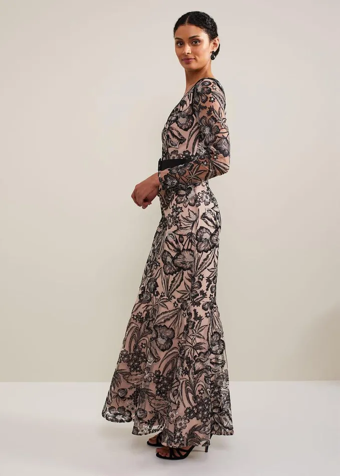 Phase Eight Nola VNeck Embroidered Maxi Dress Multicoloured Women Dresses