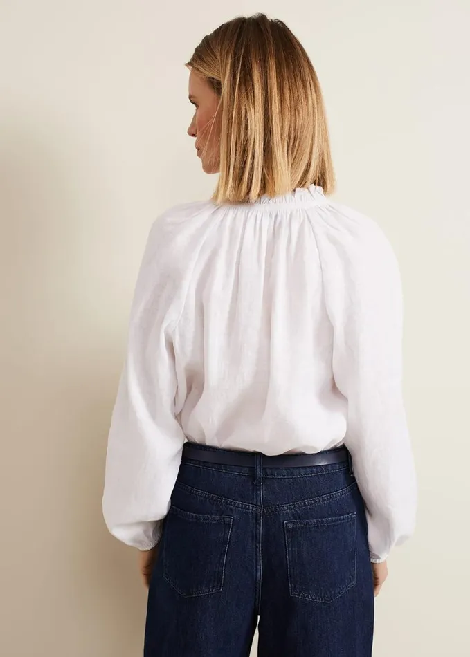 Phase Eight Nova Linen Blouse White Women Shirts and Blouses