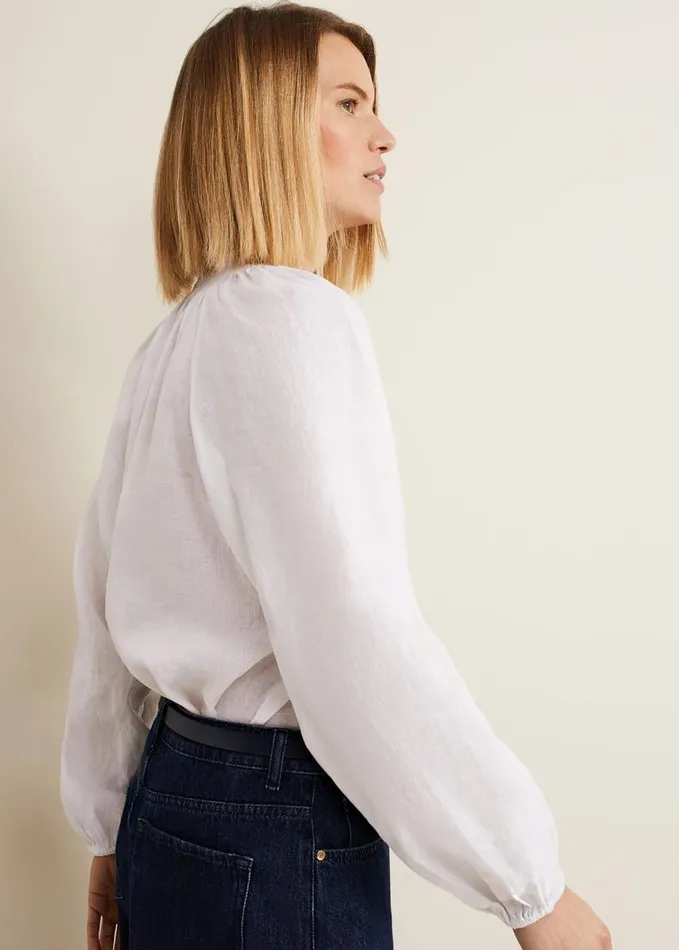 Phase Eight Nova Linen Blouse White Women Shirts and Blouses