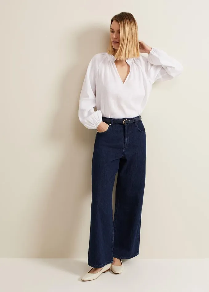 Phase Eight Nova Linen Blouse White Women Shirts and Blouses