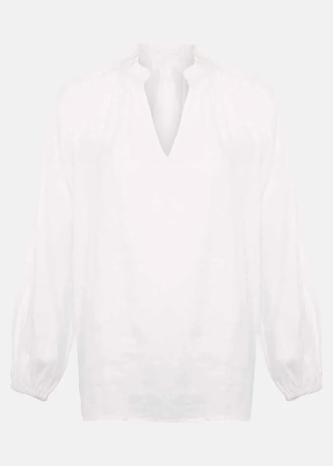 Phase Eight Nova Linen Blouse White Women Shirts and Blouses