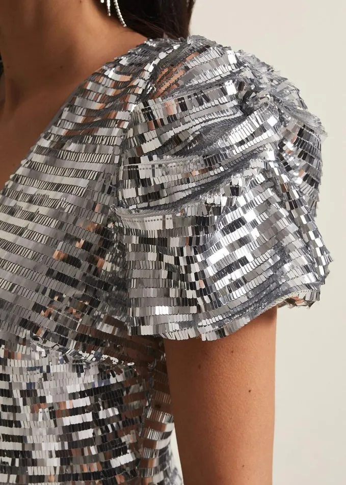 Phase Eight Novalie Silver Sequin Midaxi Dress Silver Women Dresses