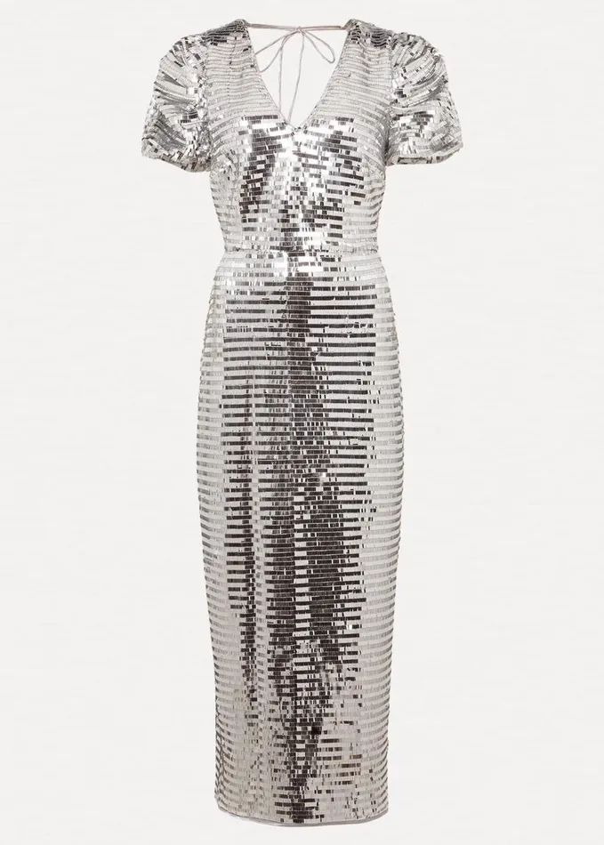 Phase Eight Novalie Silver Sequin Midaxi Dress Silver Women Dresses