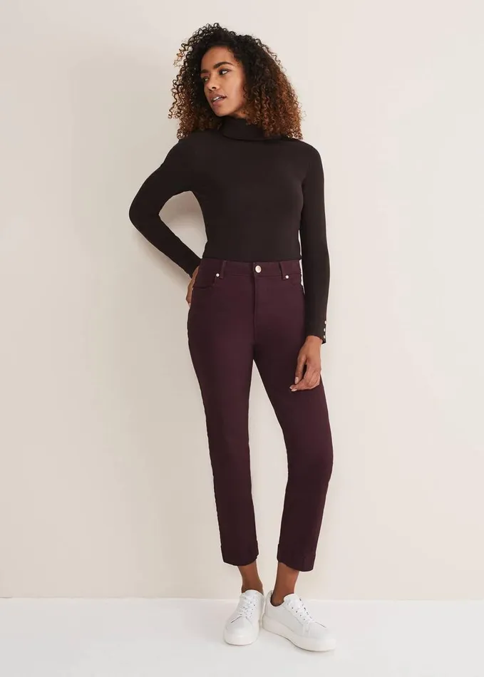 Phase Eight Ocha Straight Leg Jeans Berry Women Trousers