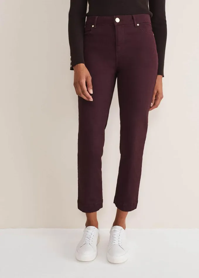 Phase Eight Ocha Straight Leg Jeans Berry Women Trousers