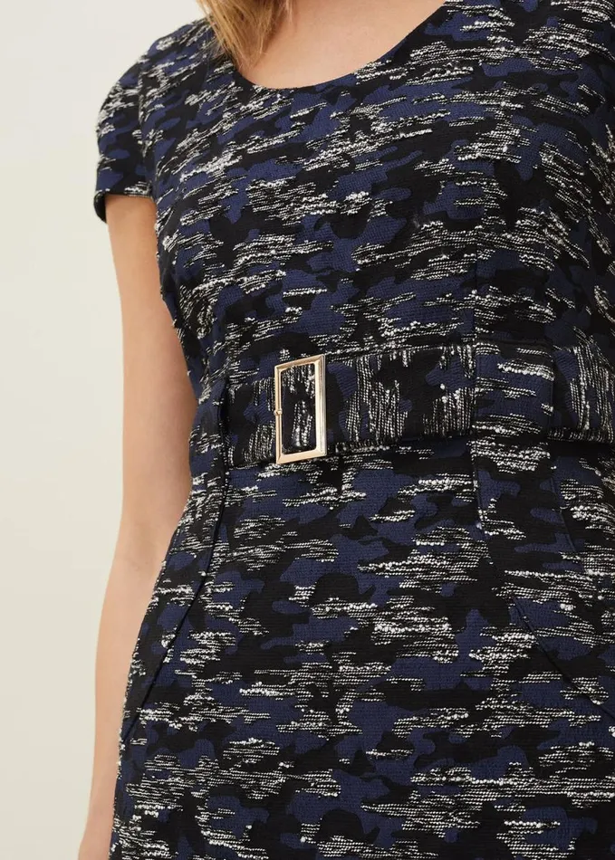 Phase Eight Oketo Jacquard Dress Indigo Women Dresses