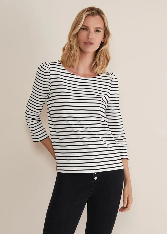 Phase Eight Orabella Striped Top Blackivory Women Tops and TShirts