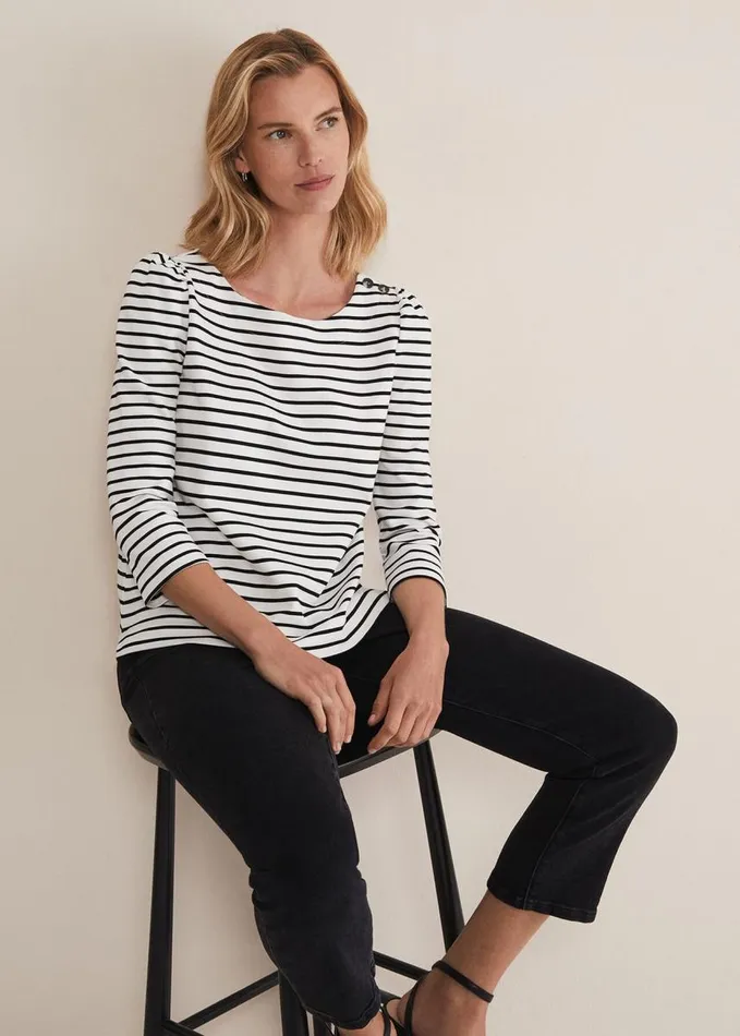 Phase Eight Orabella Striped Top Blackivory Women Tops and TShirts