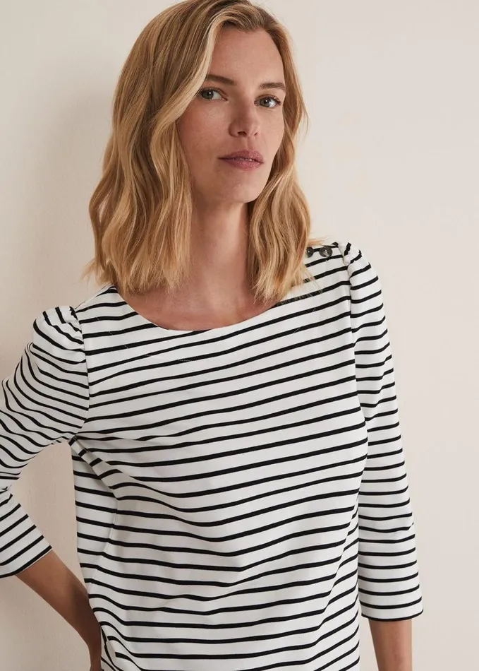 Phase Eight Orabella Striped Top Blackivory Women Tops and TShirts