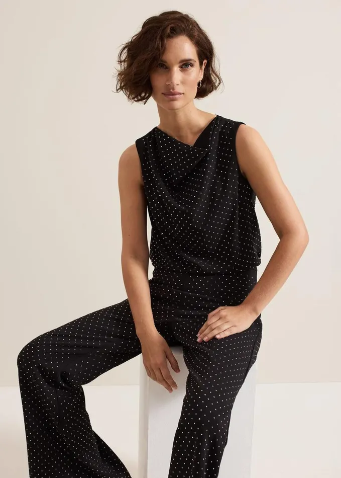 Phase Eight Ottie Black Cowl Neck Top Black Women Shirts and Blouses