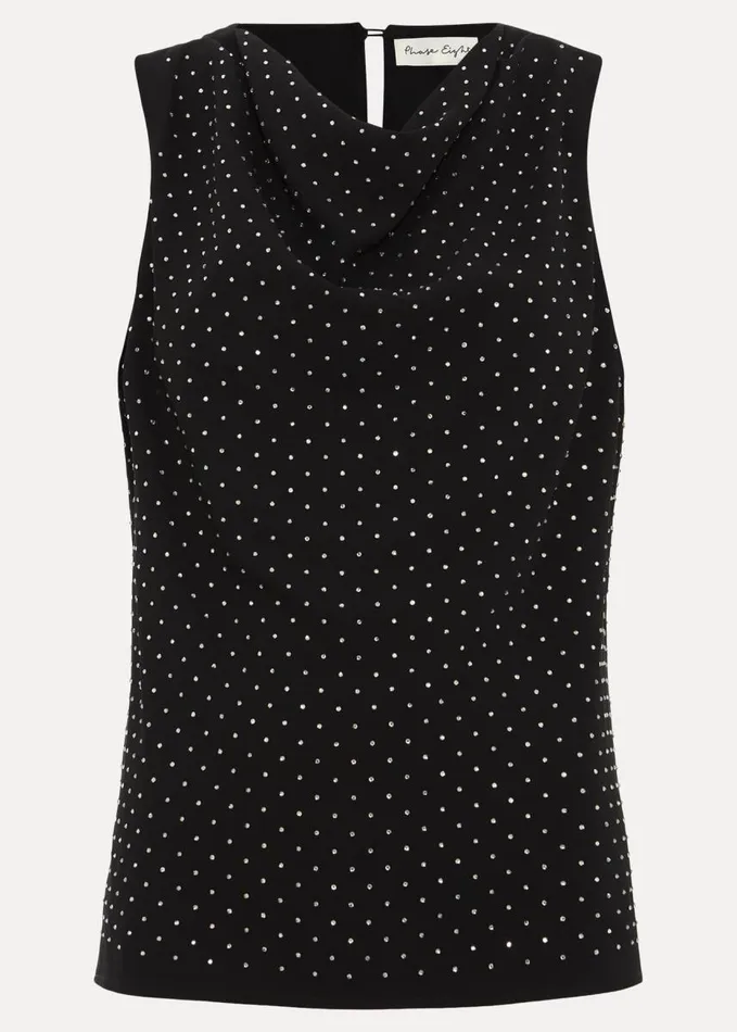 Phase Eight Ottie Black Cowl Neck Top Black Women Shirts and Blouses