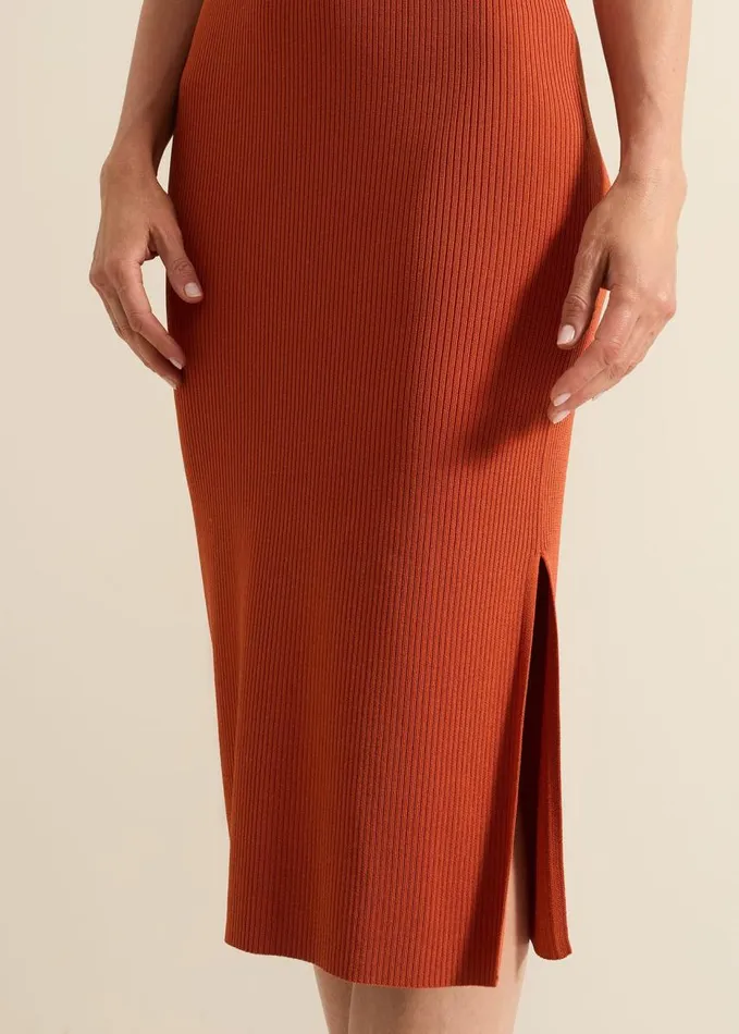 Phase Eight Perrie Ribbed Zip Midi Dress Orange Women Dresses
