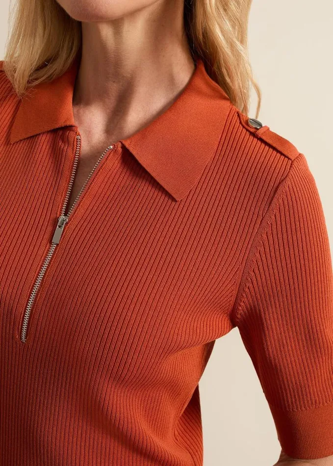 Phase Eight Perrie Ribbed Zip Midi Dress Orange Women Dresses