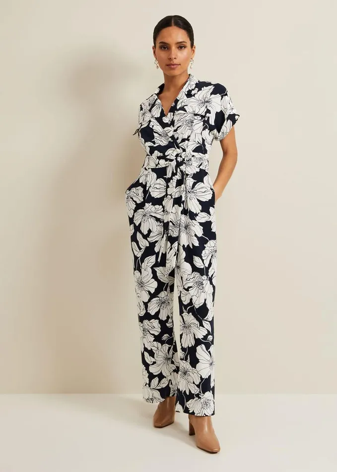 Phase Eight Petite Constance Floral Jumpsuit Navyivory Women Dresses