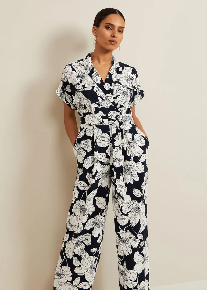 Phase Eight Petite Constance Floral Jumpsuit Navyivory Women Dresses